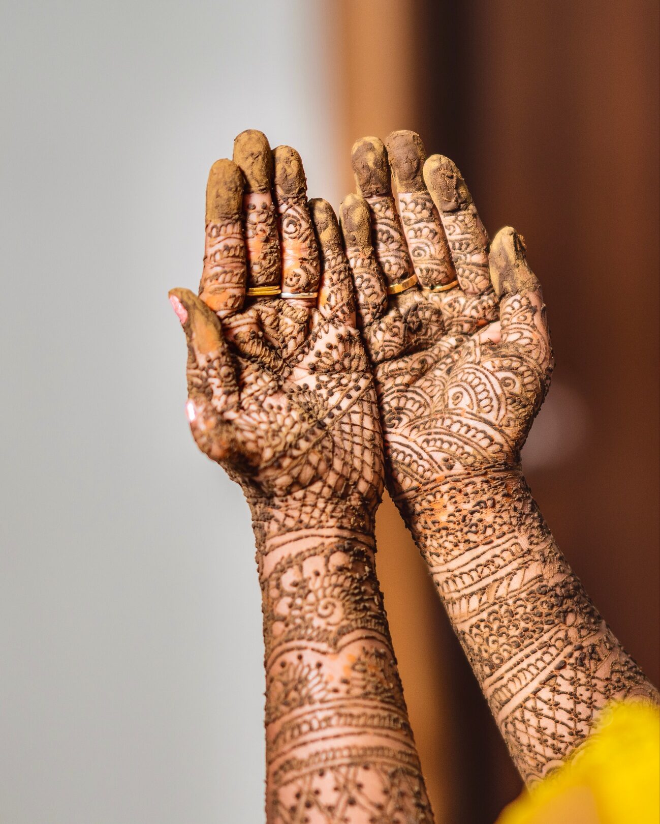 Woman's hand covered in traditional Henna Mehandi body art